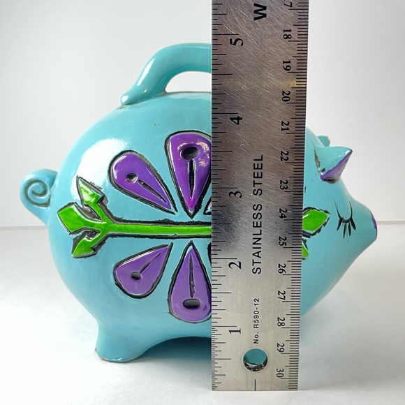 Vintage blue chalkware Piggy Bank - Picture 7 of 8